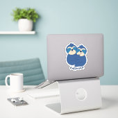 ZODIAC-SIGNALEN MET SLOTHEN EN KOFFIE GEMINI STICKER (Laptop op bureau)