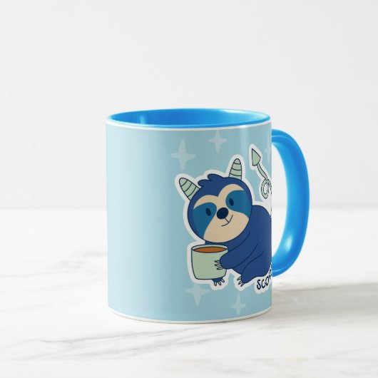 ZODIAC-SIGNALEN MET SLOTHEN EN KOFFIE SCORPIO MOK (Voorkant rechts)