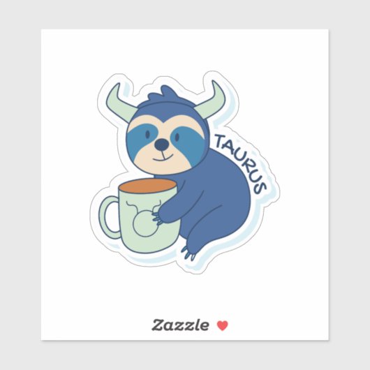 ZODIAC-SIGNALEN MET SLOTHEN EN KOFFIE-TAURUS STICKER (Vel)