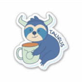 ZODIAC-SIGNALEN MET SLOTHEN EN KOFFIE-TAURUS STICKER (Voorkant)