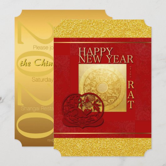 Zodiac-signalen Rat Papercut Chinees jaar 2020 PI Kaart (Voorkant / Achterkant)