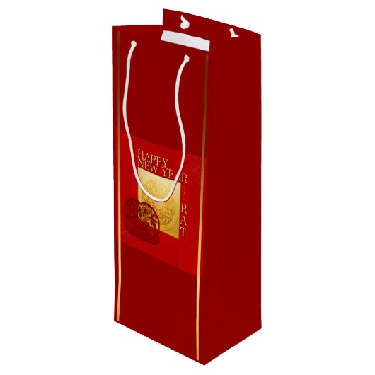 Zodiac-signalen Rat Papercut Chinees jaar 2020 WGB Wijn Cadeautas (Achterkant Gekanteld)