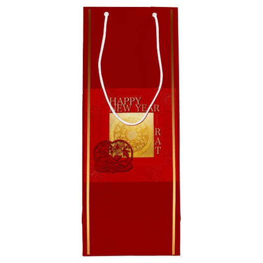 Zodiac-signalen Rat Papercut Chinees jaar 2020 WGB Wijn Cadeautas (Achterkant)