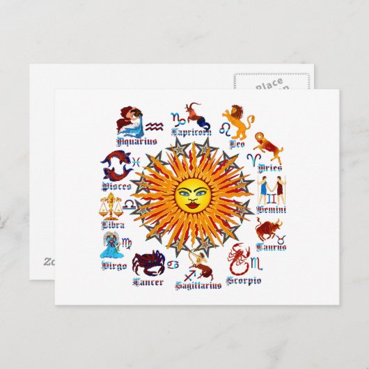 Zodiac-Signs-All-V-1 Briefkaart (Voorkant / Achterkant)