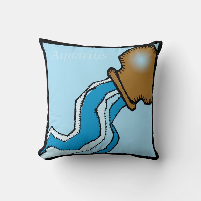 Zodiac Signs Aquarius Birthday Cotton Pillow Kussen (Voorkant)