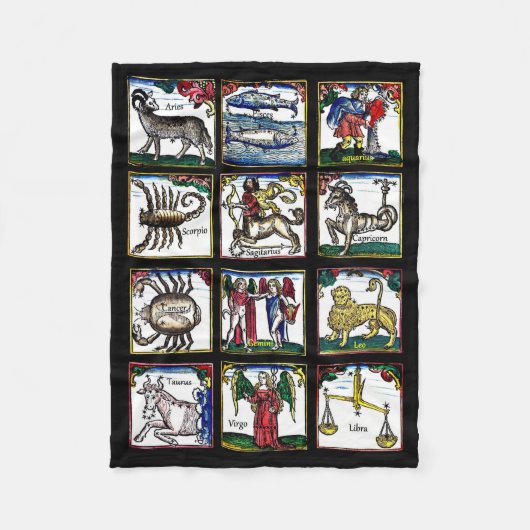 Zodiac Signs Birthday astrology symbolen kunst Fleece Deken (Voorkant)