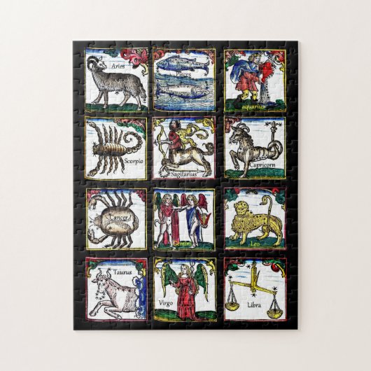 Zodiac Signs Birthday astrology symbolen kunst Legpuzzel (Verticaal)