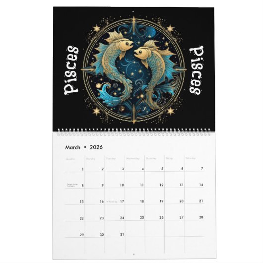 Zodiac Signs Calendar Kalender (Mar 2026)