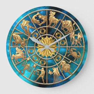 Zodiac Signs Eight-Member Family Gold Stars Custom Grote Klok