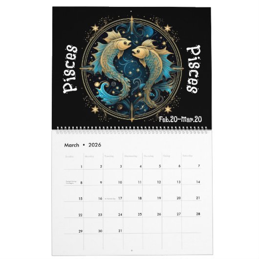 Zodiac Signs Kalender (Mar 2026)