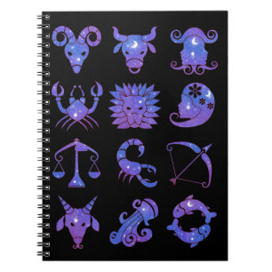 Zodiac Signs Notitieboek in Starry Blue