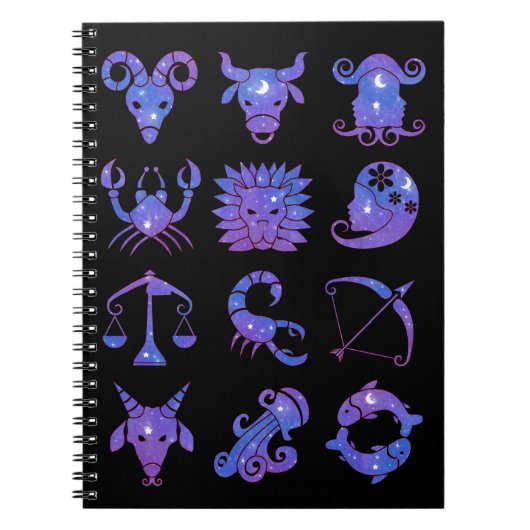 Zodiac Signs Notitieboek in Starry Blue (Voorkant)