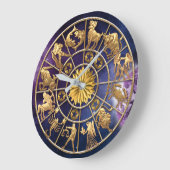 Zodiac Signs Six-Member Family Gold Stars Custom Grote Klok (Hoek)