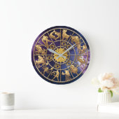 Zodiac Signs Six-Member Family Gold Stars Custom Grote Klok (Huis)