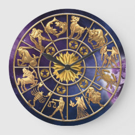 Zodiac Signs Six-Member Family Gold Stars Custom Grote Klok