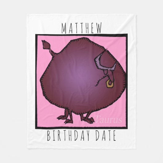 Zodiac Signs Taurus gepersonaliseerde Birthday Bla Fleece Deken (Voorkant)
