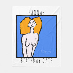 Zodiac Signs Virgo gepersonaliseerd Birthday Blank Fleece Deken