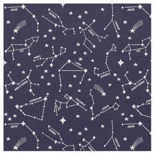 Zodiac Star-kaarten wit op donkerblauwe weske witc Stof