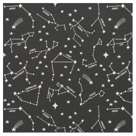 Zodiac Star Maps White op Black Cheeky Witch® Stof