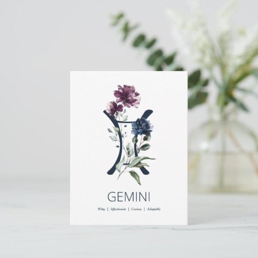 Zodiac Star Sign Gemini Briefkaart (Staand voorkant)