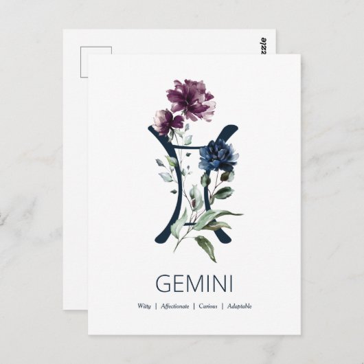 Zodiac Star Sign Gemini Briefkaart (Voorkant / Achterkant)