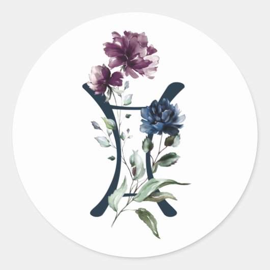Zodiac Star Sign Gemini Ronde Sticker (Voorkant)