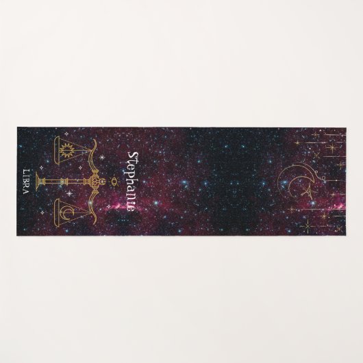 Zodiac Star Sign Libra Monogram Glitter Yogamat (Voorkant (horizontaal))
