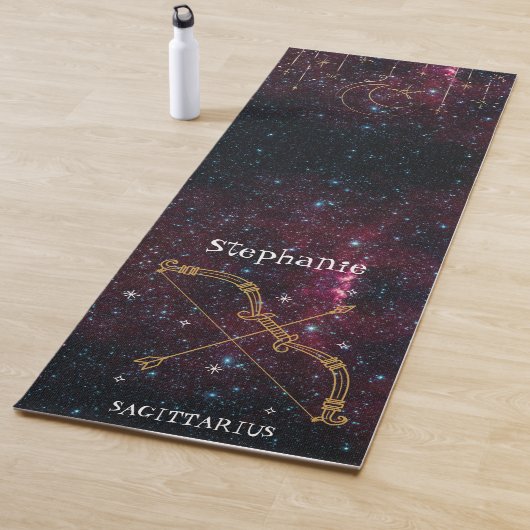 Zodiac Star Sign Sagittarius Monogram Glitter Yogamat (In situ)