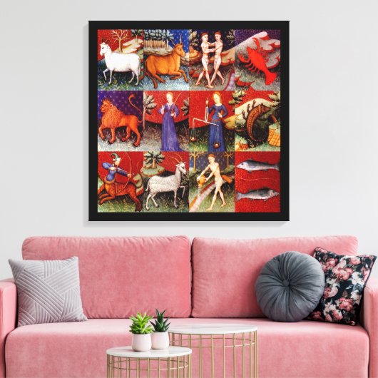 Zodiac Star-signalen Alle twaalf - accessoires Canvas Afdruk (Insitu (Woonkamer))