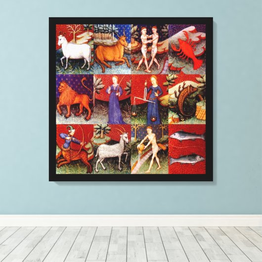 Zodiac Star-signalen Alle twaalf - accessoires Canvas Afdruk (Insitu (Houten vloer))