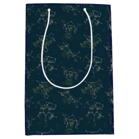 Zodiac Stars in the Sky, Festive Constellations Medium Cadeauzakje (Voorkant)