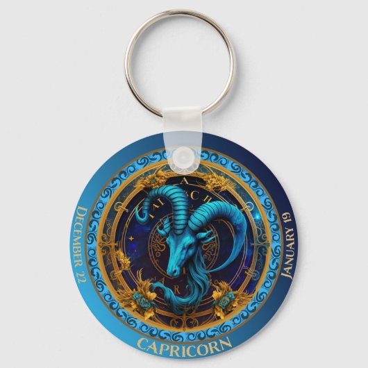 Zodiac Steenbok Aanpassen NAAM, DATUM Sleutelhanger (Voorkant)