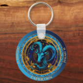 Zodiac Steenbok Aanpassen NAAM, DATUM Sleutelhanger (Voorkant)