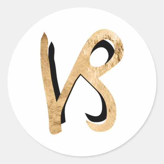 Zodiac Steenbok astrologie symbool goud zwart Ronde Sticker (Voorkant)
