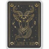 Zodiac Steenbok Astrologie Zwart en Goud Sticker (Voorkant)