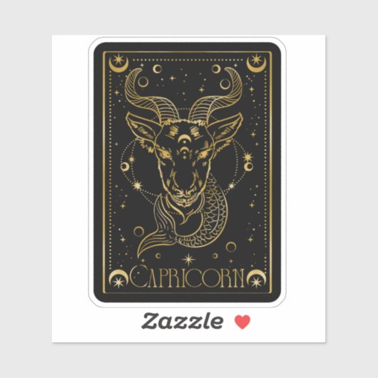 Zodiac Steenbok Astrologie Zwart en Goud Sticker (Vel)
