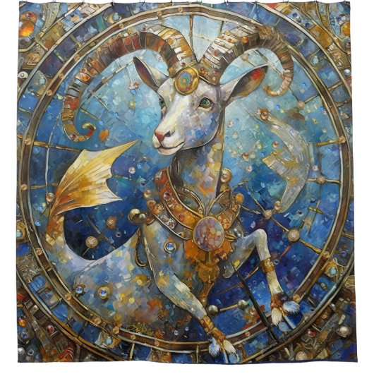 Zodiac - Steenbok de Zee Geit Douchegordijn (Voorkant)