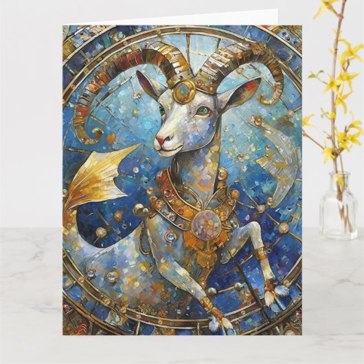 Zodiac - Steenbok de Zee Geit Kaart (Gele Bloem)