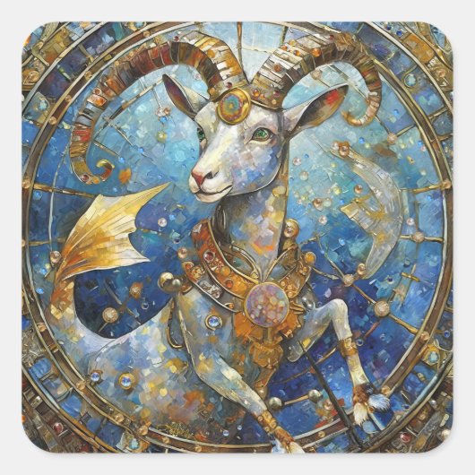 Zodiac - Steenbok de Zee Geit Vierkante Sticker (Voorkant)