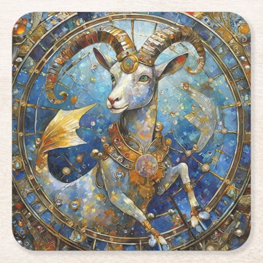 Zodiac - Steenbok de Zeegeit Kartonnen Onderzetters (Voorkant)