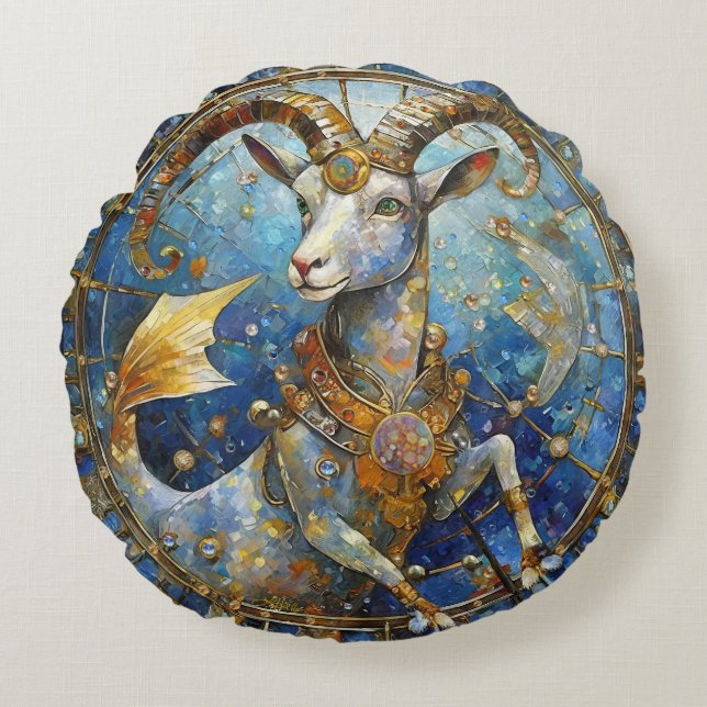 Zodiac - Steenbok de Zeegeit Rond Kussen (Voorkant)