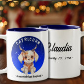 Zodiac Steenbok Schattigee Waterverf aangepaste na Tweekleurige Koffiemok