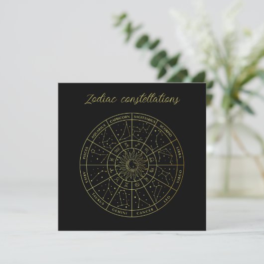 Zodiac ster sign horoscope constellations map gold (Staand voorkant)