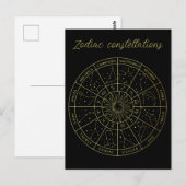 Zodiac ster sign horoscope constellations map gold briefkaart (Voorkant / Achterkant)