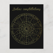 Zodiac ster sign horoscope constellations map gold briefkaart (Voorkant)