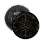 Zodiac ster sign horoscope constellations map gold button flesopener (Voorkant)
