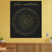 Zodiac ster sign horoscope constellations map gold canvas afdruk (Insitu (Woonkamer))