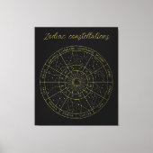Zodiac ster sign horoscope constellations map gold canvas afdruk (Voorkant)