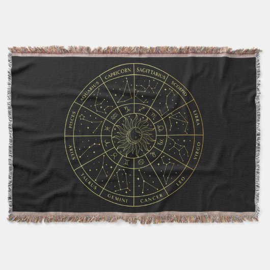 Zodiac ster sign horoscope constellations map gold deken (Voorkant)