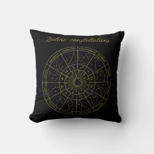 Zodiac ster sign horoscope constellations map gold kussen